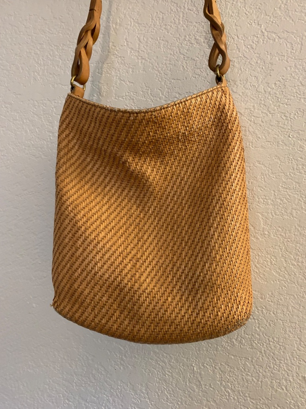 Fossil Vintage 75082 Straw Basketweave Crossbody Bag Tan Woven Boho Purse - Picture 3 of 16